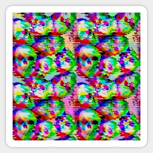 Glitchy Skulls Pastels Sticker